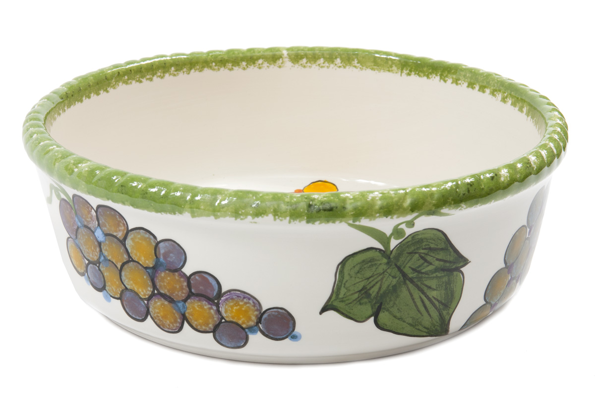 Glinena zdjela - oslikana, motiv grožđa